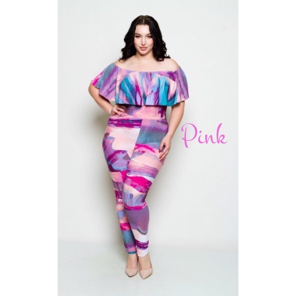 Plus Size Pastel Print Jumpsuit - Picture 2 of 8